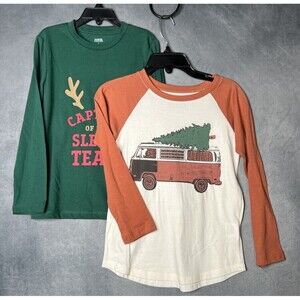 BUNDLE Harper Canyon+Tiny Whales Holiday Print Long Sleeve Cotton T-Shirts